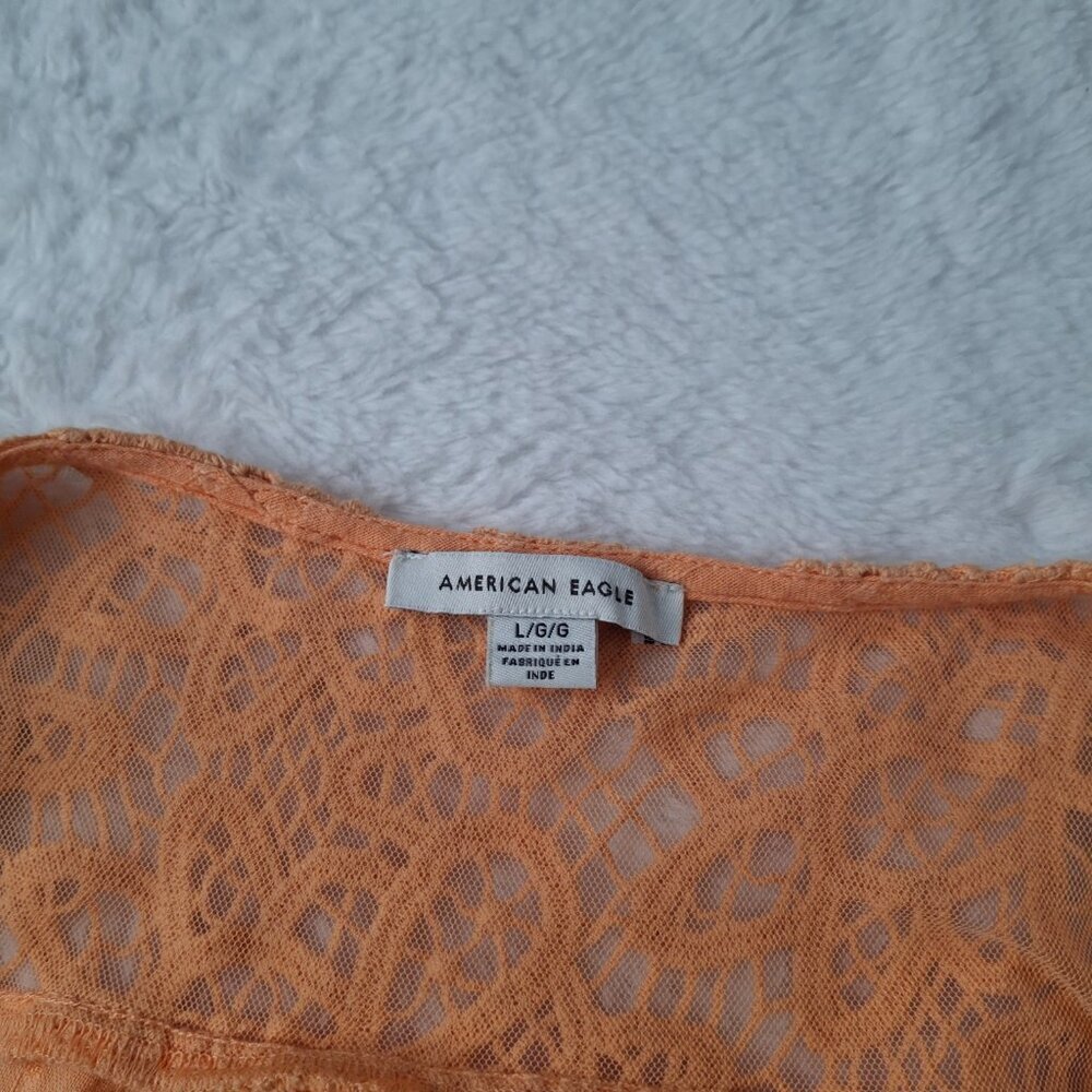 American Eagle Crochet Bolero Top Sz L Relaxed Cover Up Boho Cottagecore - Picture 11 of 16